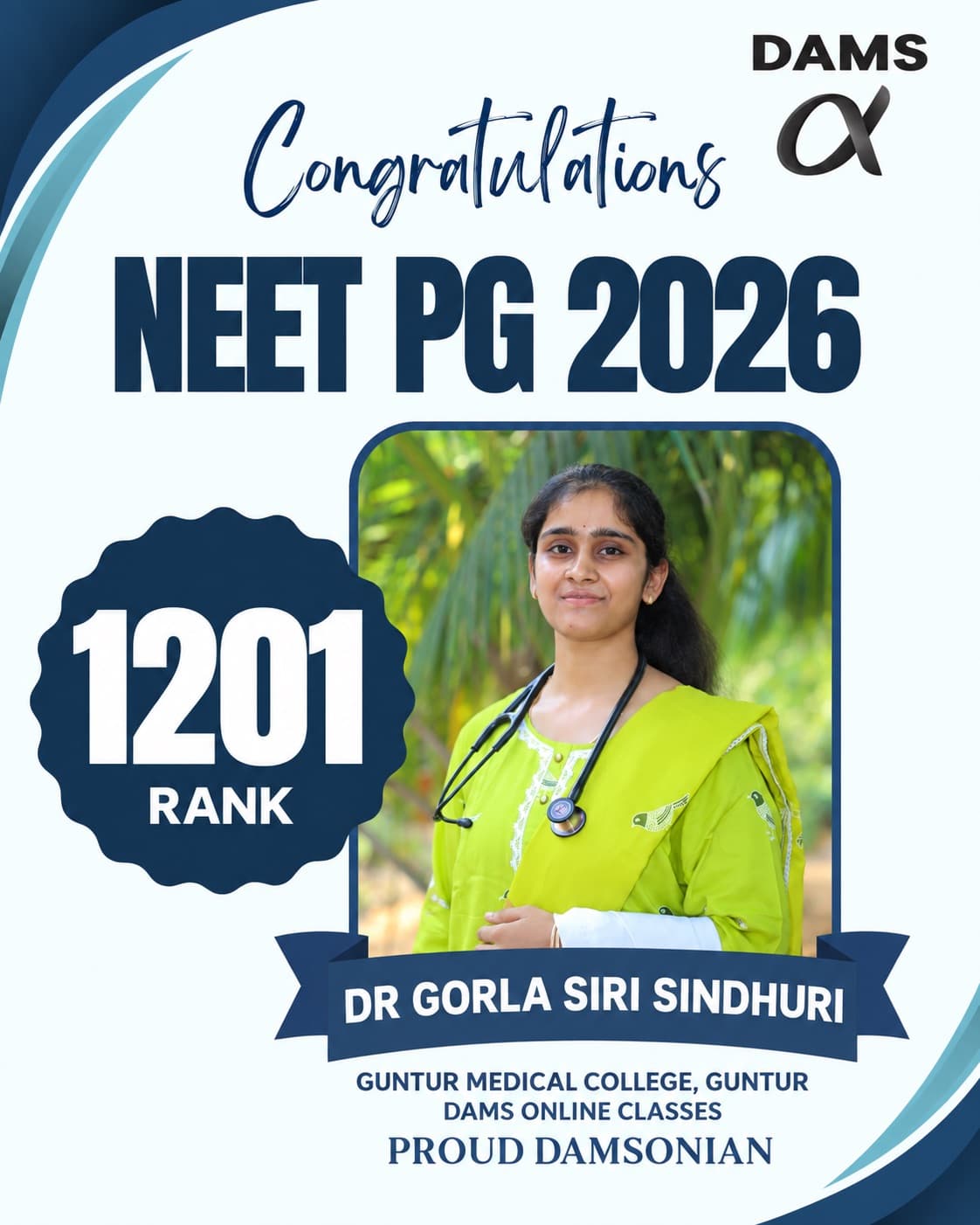 DAMS Hyderabad NEET PG 2026 result, slide 2 of 10